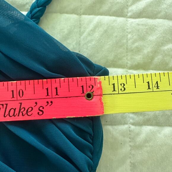 ADRIANNA PAPELL HAILEY LOGAN Womens Dress 1/2 Teal Blue Cocktail Halter Mini - Picture 7 of 10